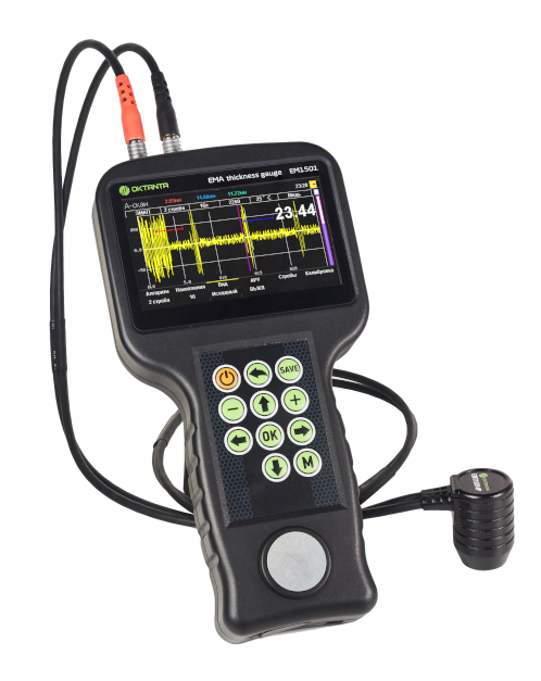 EM1501 Ultraschall-Dickenmessgerät Arbeitet mit dem Wandler mit gepulstem Elektromagneten.
Arbeitet mit EMA+Piezoelektrischen Wandlern